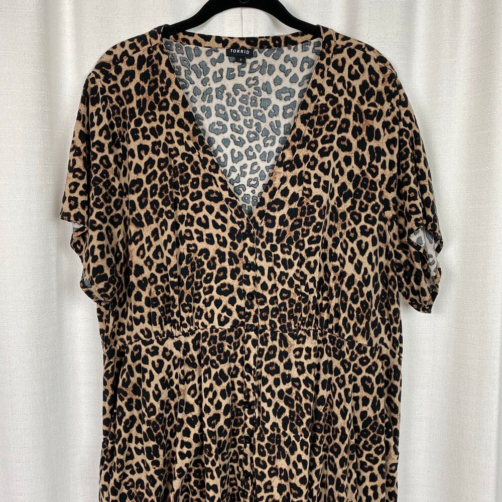 Torrid Brown Leopard Print Button Front Shirt Dre… - image 7